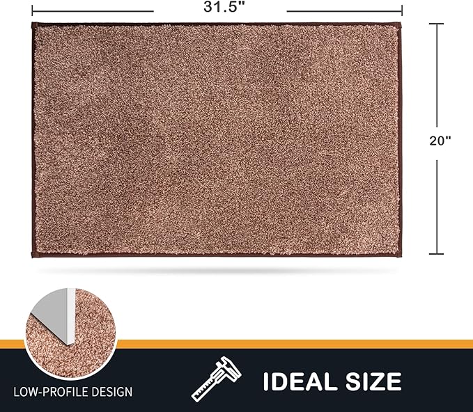 PURRUGS Dirt Trapping Door Mat 20" x 31.5", Non-Slip Machine Washable Entryway Rug, Dog Doormat, Indoor Front Door Mat, Super Absorbent Entry Rug for Muddy Shoes & Paws, Brown-Light Cream