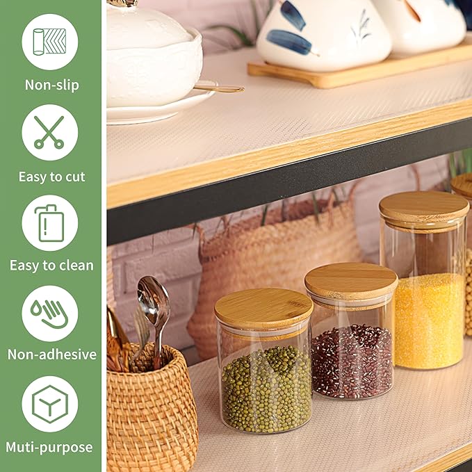 Shelf Liners 18 inch x 20 ft Kitchen Cabinets Liner Non-Stick Drawer Mats EVA Protector Shelving Cupboard Lining (Clear, 18 inch x 20 ft)