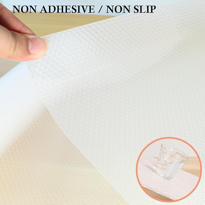 Shelf Liners for Kitchen Cabinets 15 Inch Wide X 20 Ft Non Adhesive Cabinet Drawer Liner Non Slip Waterproof Strong Grip Closet Pantry Shelf Liner Cupboard Fridge Mat for Bathroom Drawer