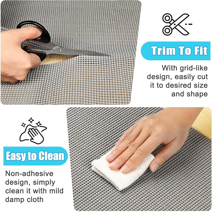 Songrey Non-Adhesive Drawer and Shelf Liner, Non Slip Cabinet Liners, Protect Kitchen Cupboard, Bathroom Drawers, Breathable, Thick Strong Grip mat (17.5IN x 10FT, Beige)