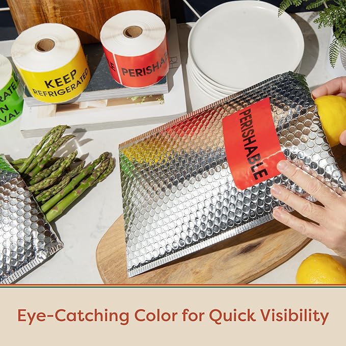 Aegis Adhesives - 3" X 5" Inspect for Damage Before Accepting Labels - Red Shipping Stickers with Permanent Adhesive (1 Roll, 500/Roll)