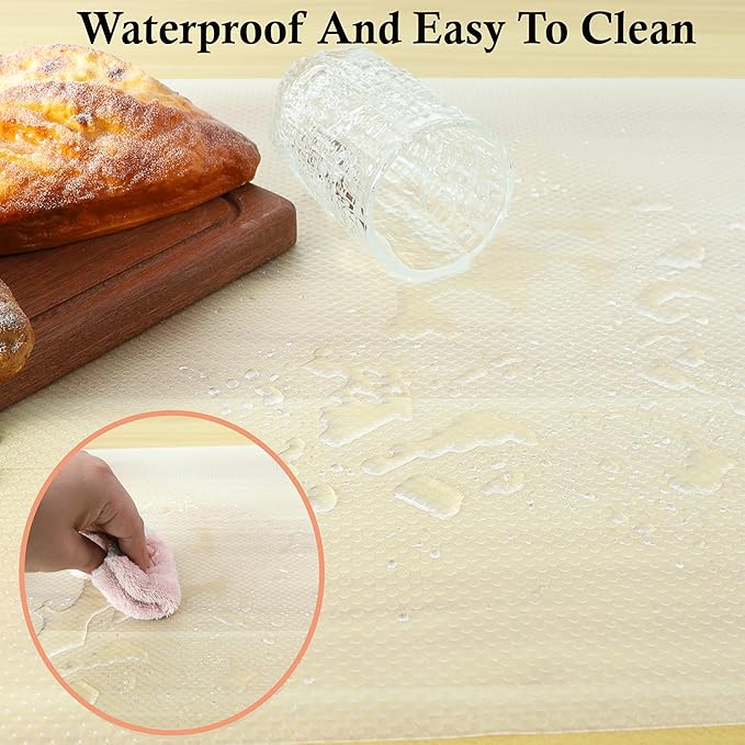 Shelf Liners for Kitchen Cabinets Non Adhesive 20 Inch Wide X 20 Ft Drawer Liner Non Slip Waterproof Refrigerator Mats Closet Pantry Shelf Liner Cupboard Liners for Kitchen Bathroom