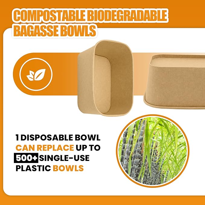 Kaderron 50 Pack 32 OZ Large Paper Bowls with Lids【with Spoons and Forks】, Heavy Duty Disposable Meal Prep Containers for Party, Disposable Bowls Bulk Soak-Proof and Microwave Safe for Hot/Cold Use