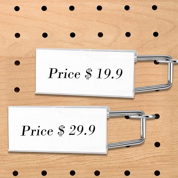 Thyle 30 Pcs Metal Scan Hook with Label Holder for 1/8" to 1/4" Pegboard, Peg Board Hooks with Price Tag, Pegboard Wall Accessories for Home Garage Retail Display Supplies (4 Inch,6 Inch,8 Inch)