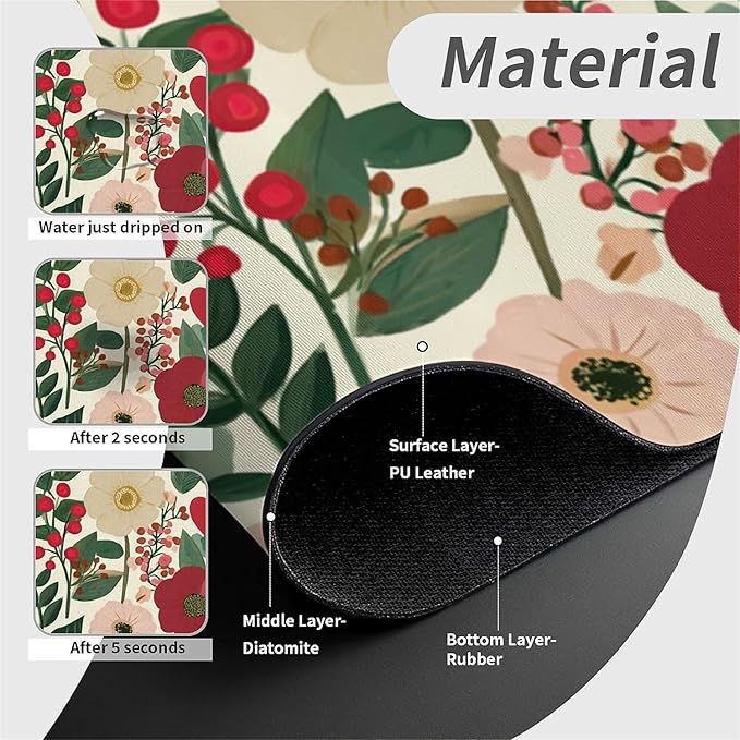 Kitchen Sink Splash Guard，Sweet flowers Faucet Mat Sink Gadgets-Super Absorbent Fast Drying Mat Drip Catcher for Kitchen, Bathroom,Sink Mat, Dish Drying Mat, Bathroom(15" X 5.5" )