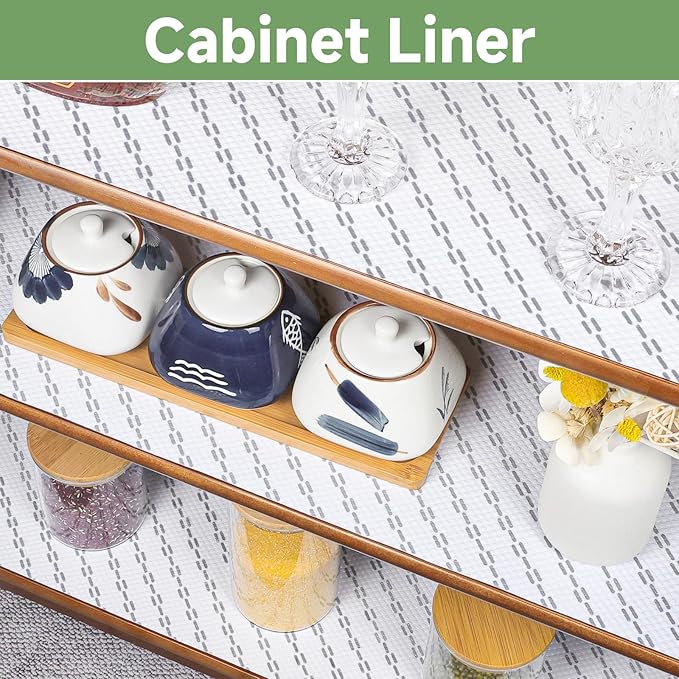 Shelf Liners 30 inch x 20 ft Shelf Liners for Kitchen cabinets nonstick Shelf Lining Drawer Mats EVA Protector for Cupboard (White Diagonal Stripes,30 inch x 20 ft)