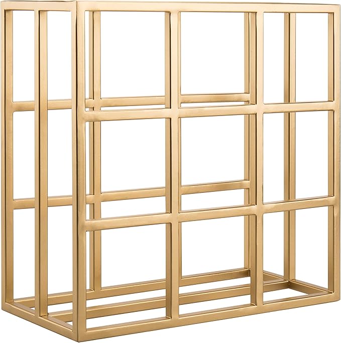 MyGif Gold Wine Rack for 9 Bottles, Modern Tabletop Freestanding Wine Holder, Horizontal Storage for Kitchen, Bar & Dining Room, Rustic Industrial Decor