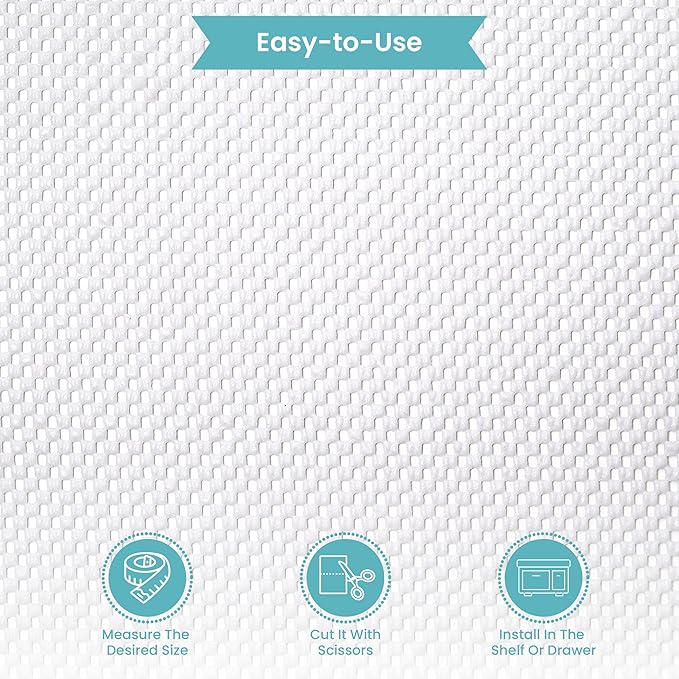 Con-Tact Brand Grip Premium Shelf Liner, Thick and Non-Adhesive Drawer Liner, Multi-Purpose and Easy to Use, 18" x 10', White, Pack of 1