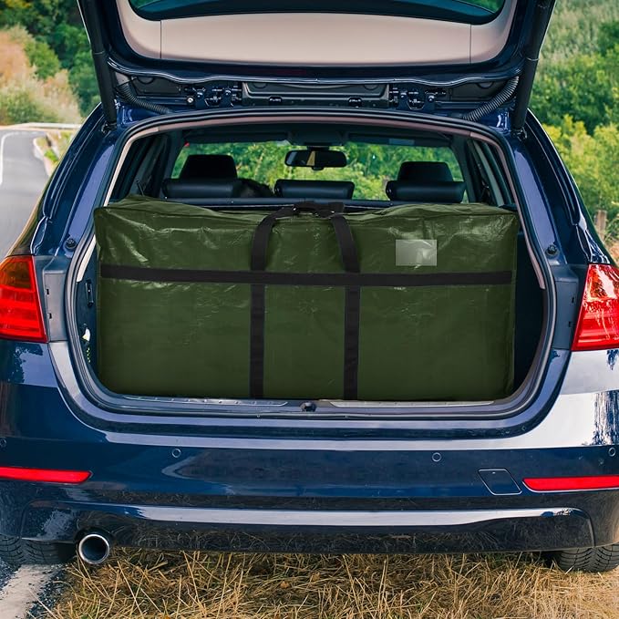 6 Pcs 66 Gallon Extra Large Moving Bags Heavy Duty Storage Bag with Strong Zipper Handle Foldable XXL Jumbo Storage Tote Packing Moving Box for College Dorm Travel Cloth Duffle (Army Green)