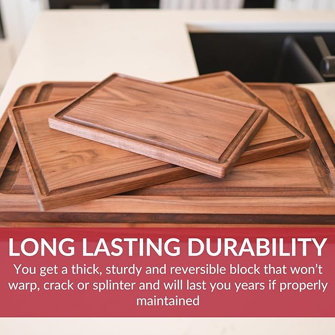 Virginia Boys Kitchens - Made in USA - Extra Large Walnut Wood Cutting Board - Brisket and Turkey Carving Board - Reversible with Juice Groove (Walnut, 24inx18inx1in)