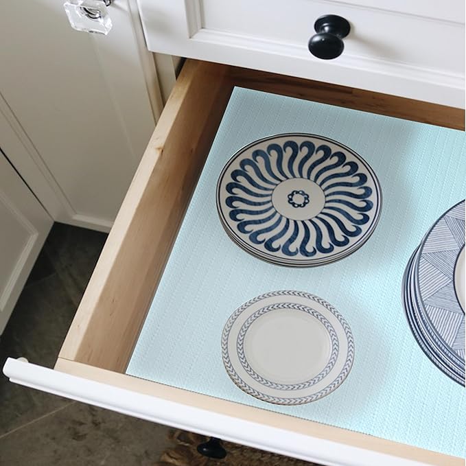Shelf Liners for Kitchen Cabinets 24 Inch Wide X 20 Ft Non Adhesive Cabinet Drawer Liner Non Slip Water Oil-Proof Strong Grip Pantry Refrigerator Shelves Bathroom Drawer Mat Cupboard Closet Liner