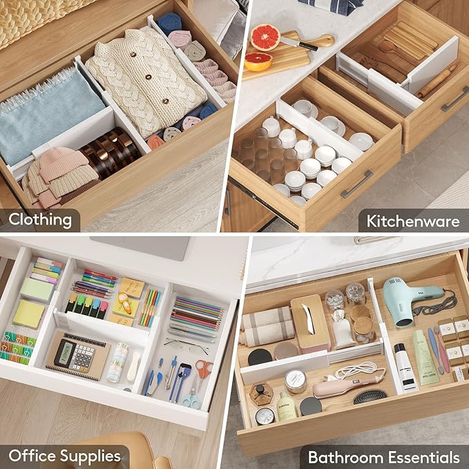Lifewit 9 Pack Drawer Dividers 5" High, 13.5-22" Adjustable Clothes Organizers, Expandable Dresser Separators in Bedroom/Bathroom/Kitchen/Office, PLS5