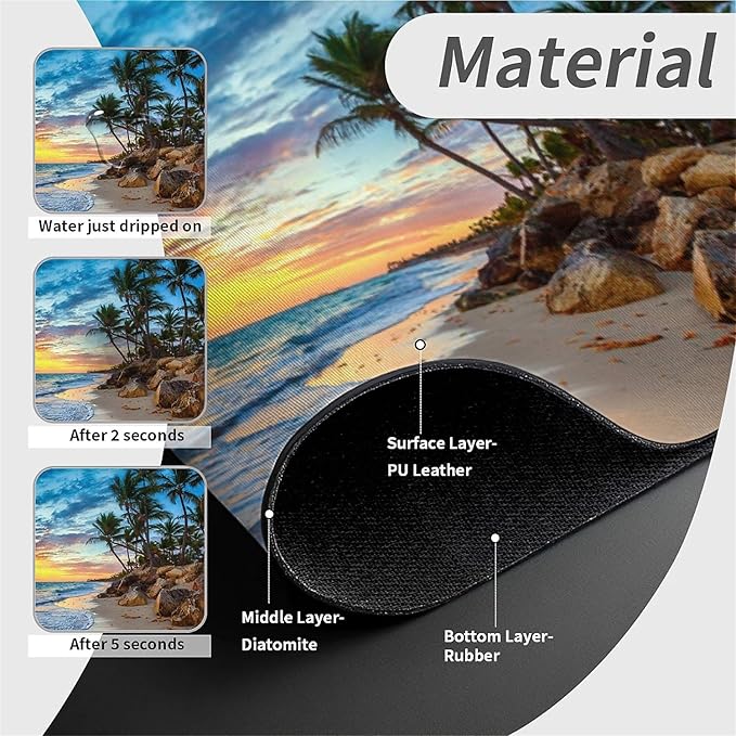 Kitchen Sink Splash Guard，Sunrise over the beach Faucet Mat Sink Gadgets-Super Absorbent Fast Drying Mat Drip Catcher for Kitchen, Bathroom,Sink Mat, Dish Drying Mat, Bathroom(15" X 5.5" )