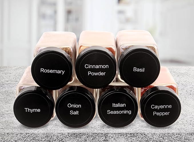 Orii Spice Labels - Black Round - 160 Pre-Printed +20 Blank