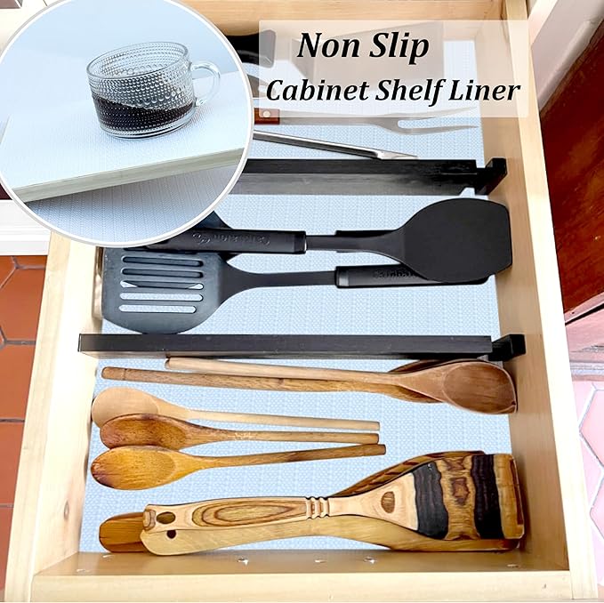 Cabinet Liners for Shelves Non Slip Waterproof Drawer Liners 11 Inch Wide X 20 Ft White Non Adhesive Shelf Liners for Kitchen Bathroom Washable Cabinet Mats for Refrigerator Cupboard Pantry Closet