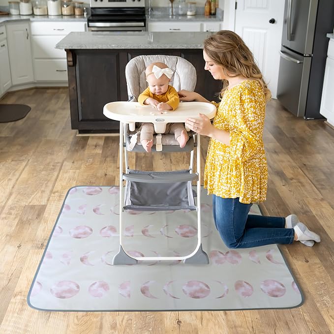 BABYBOET Splat Mat for Baby – Under High Chair Floor Mat Protects Wood, Vinyl and Carpet from Spills – Waterproof Triple Layer Baby Mat with Anti-Skid Backing Deters Bunching and Sliding (51” x 51")