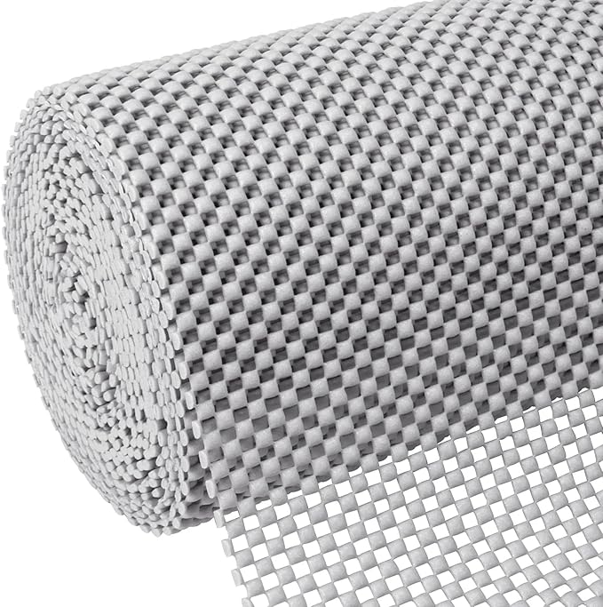 BALEINE Cabinet Liner, Drawer and Shelf Liner for Kitchen Cabinets Non-Adhesive, Non-Slip Protect Desks, Cupboard, Drawers, Shelves, Tableware (17.5 in x 30 Ft, Gray)