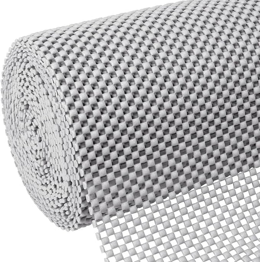 BALEINE Cabinet Liner, Drawer and Shelf Liner for Kitchen Cabinets Non-Adhesive, Non-Slip Protect Desks, Cupboard, Drawers, Shelves, Tableware (17.5 in x 30 Ft, Gray)