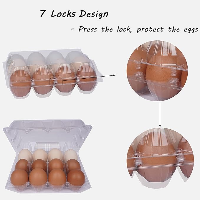 70 Pack Plastic Egg Carton Reusable Clear Egg Cartons for Chicken Eggs, Hold 12 Eggs Each