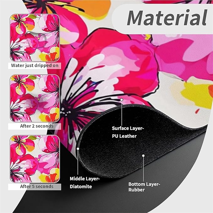 Kitchen Sink Splash Guard，Colorful fantastical flowers Faucet Mat Sink Gadgets-Super Absorbent Fast Drying Mat Drip Catcher for Kitchen, Bathroom,Sink Mat, Dish Drying Mat, Bathroom(15" X 5.5" )