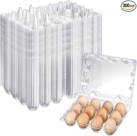 Zubebe 300 Pcs Plastic Egg Cartons Clear Egg Cartons Bulk Blank Tray for Chicken Farm Business Market Home Refrigerator Storage