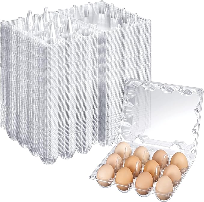 Zubebe 400 Pcs Plastic Egg Cartons Clear Egg Cartons Bulk Blank Tray for Chicken Farm Business Market Home Refrigerator Storage