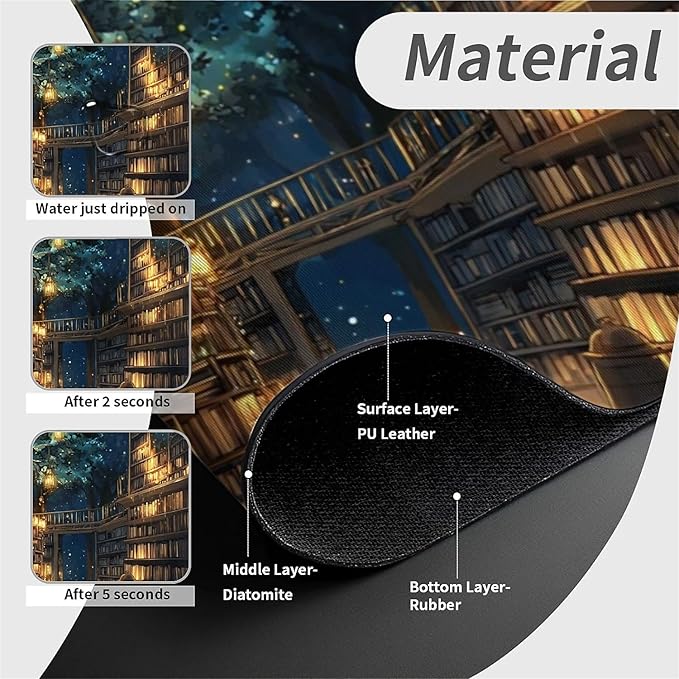 Kitchen Sink Splash Guard，Magical Library Faucet Mat Sink Gadgets-Super Absorbent Fast Drying Mat Drip Catcher for Kitchen, Bathroom,Sink Mat, Dish Drying Mat, Bathroom(15" X 5.5" )