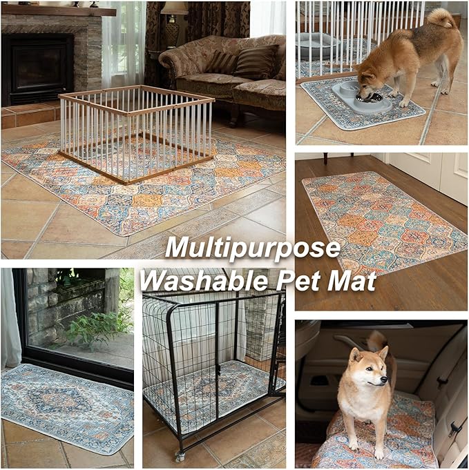 nunubaby Washable Pee Pads for Dogs, Stylish, Non-Slip and Leak-Proof Pee Pads. Reusable Potty Pads for Dogs for Crates and Floors.(Gray/Geo, 36" x36" )