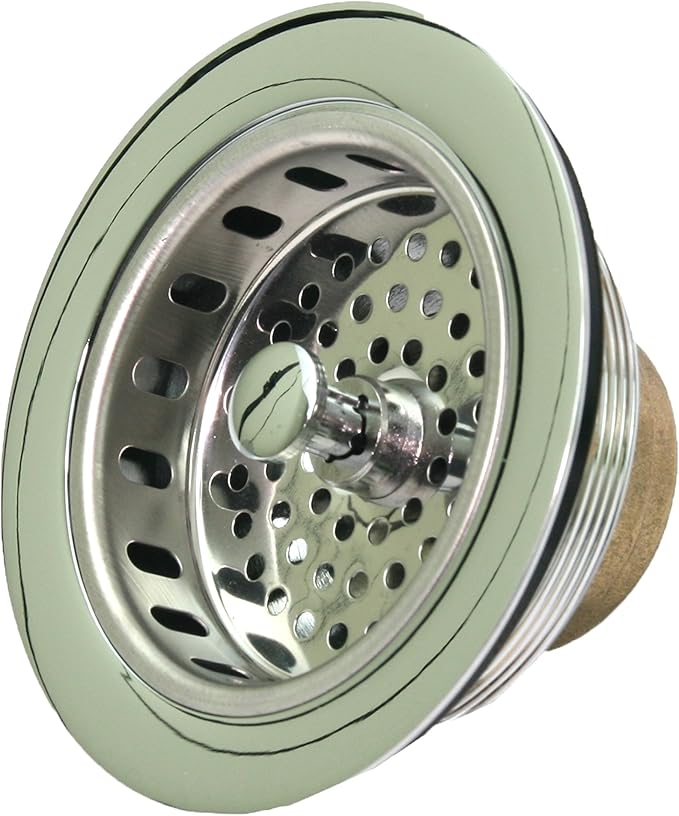 Highcraft 9734 Heavy Duty Kitchen Sink (3-1/2 Inch) Stainless Steel Drain Assembly With Strainer Basket KOHLER Style Stopper, Stainless-Steel