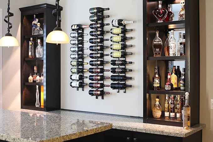 Ultra Wine Racks Wall Mounted Label-Out Wine Racks (2 Foot 3 Deep, Matte Black, 18 Wine Bottles) - Modern Metal Wine Storage, Modular Design for Home Bar, Kitchen, Dining Rooms, & Wine Cellars