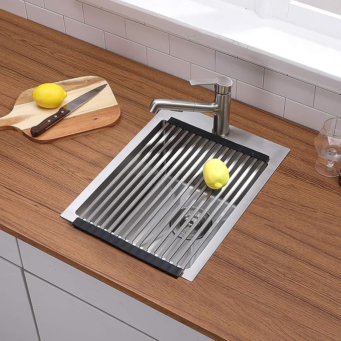 15x20 Inch Bar Sink Drop In Topmount Small Workstation Stainless Steel Single Bowl Kitchen Sink for Laundry Wet Bar Prep RV Office Outdoor Yard