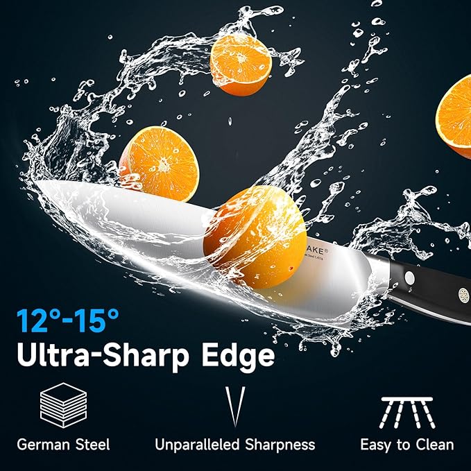 KEEMAKE Chef Knife, 8 Inch Sharp High Carbon Stainless Steel Kitchen Knife with Ergonomic Handle, Professional Cooking Knife, Kitchen Utensils for Meat Slicing and Vegetable Cutting
