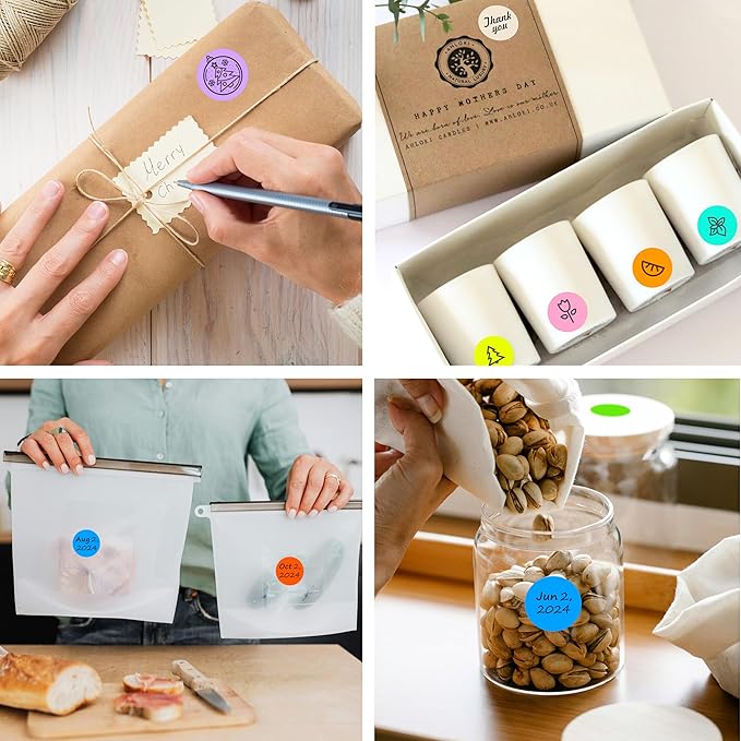 1 Inch Round Thermal Sticker Labels,Color Dot Stickers,Label Stickers,Waterproof,Oil Proof,for Thermal Printers,DIY,Office,Retail,Home and Warehouse Organization,1000 Pcs Fluorescent Blue