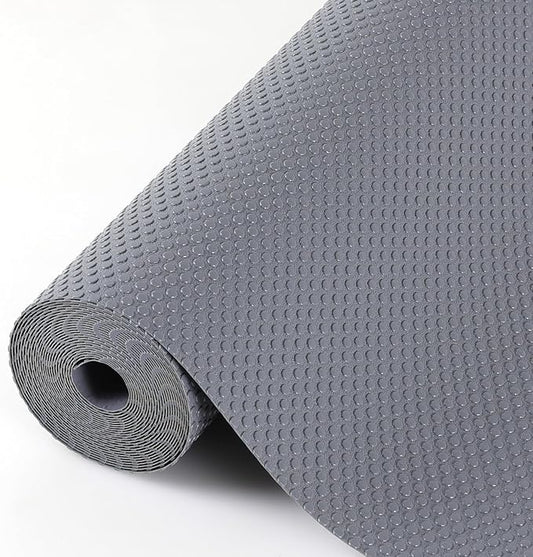 Hersvin Shelf Liners, 12in x 20ft Kitchen Drawer Mats, Non-Adhesive EVA Cupboard Protector, Cabinet Lining (Dark Gray/Dot)