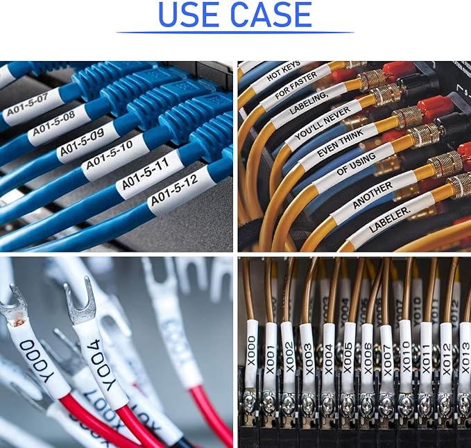 10PK Compatible for Ptouch HSe-231 HSe231 HS-231 HS231 Black on White 11.7mm 0.46'' Heat Shrink Tubing for Wire Cable for PT300 PT-300B PT310 PT310B PT320 Label Maker Tape