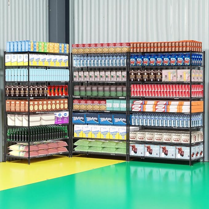 Finnhomy 4000LBS 8-Tier Wire Shelving Unit Adjustable Steel Wire Rack, 24x48x80.2 Inches 8 Shelves Metal Rack, Pantry Shelves for Storage, Metal Garage Shelving with 1" Pole, NSF Certified, Black