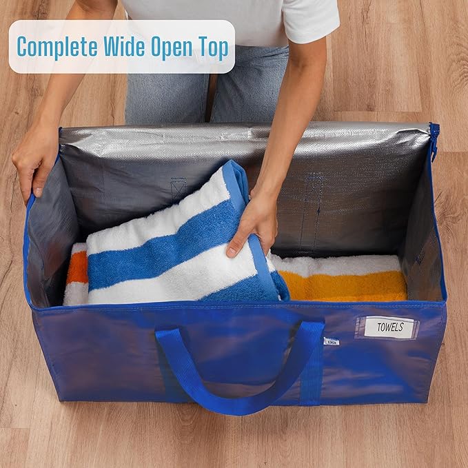 VENO 16 Pack Moving Bags, Upgraded Heavy Duty, Moving Boxes Alternative, Packing Storage Supplies for Dorm Room Essentials with Zipper for Clothes, Large Totes for Packaging (Blue, 16 Pack)