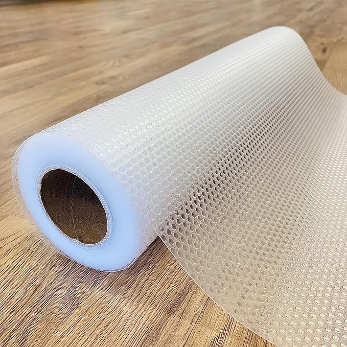 EVALAND Shelf Liners for Kitchen Cabinets Non-Adhesive 17.7" x 33 FT Clear Drawer Liner Non Slip, Washable Cabinet Liner, Waterproof Shelf Liners for Cabinets, Refrigerator Bathroom Pantry Cabinet Mat
