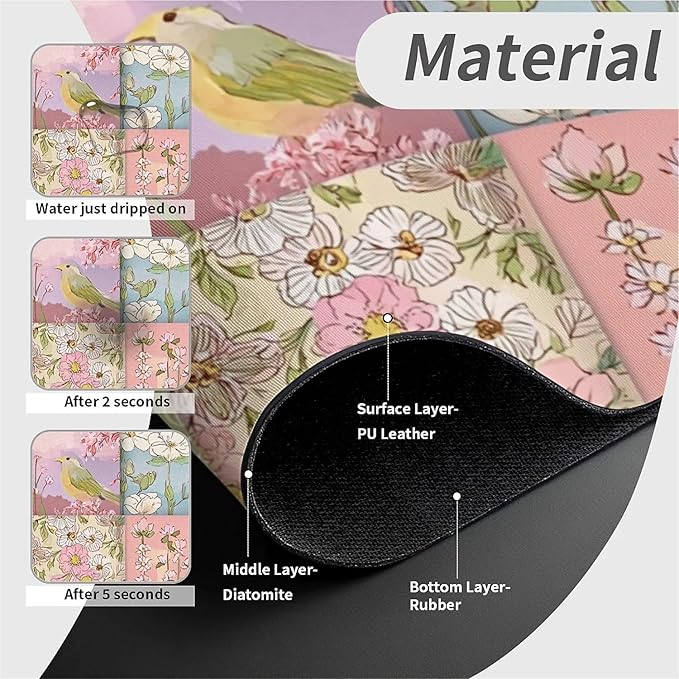 Kitchen Sink Splash Guard，Assembling flowers Faucet Mat Sink Gadgets-Super Absorbent Fast Drying Mat Drip Catcher for Kitchen, Bathroom,Sink Mat, Dish Drying Mat, Bathroom(15" X 5.5" )