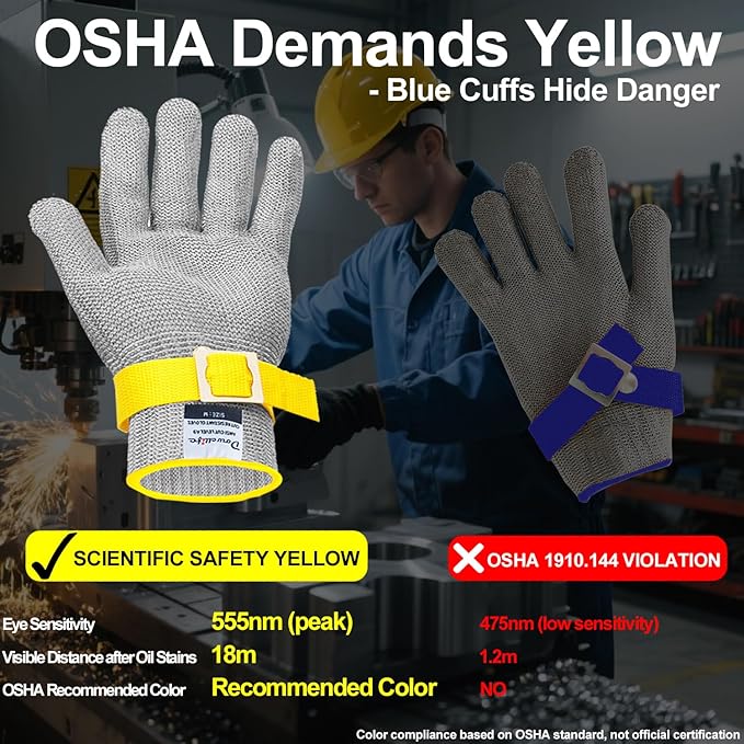 Dowellife ANSI A9 Cut Resistant Glove Food Grade, Stainless Steel Mesh Metal Knife Cutting Glove for Butcher Oyster Shucking Kitchen Mandoline Chef Slicing Fish Fillet(X-Large-3 Pcs)
