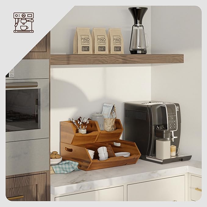 HOLANA Acacia Wood Potato and Onion Storage Bin, Potato Storage, Pantry Baskets, Vegetable Storage, Onion and Potato Storage Bins, Wooden Pantry Bins, Stackable Potato Bins (Patent Pending)