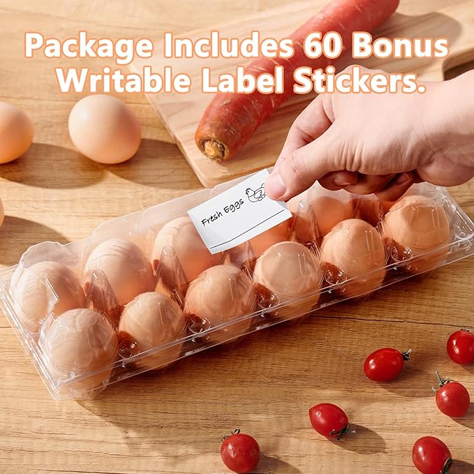 120PCS Egg Cartons Cheap Bulk, Clear Egg Cartons for Chicken Eggs, Reusable Chicken Egg Container Bulk Egg Holders with Labels for Refrigerator, Storage, Family, Chicken Farm, Market