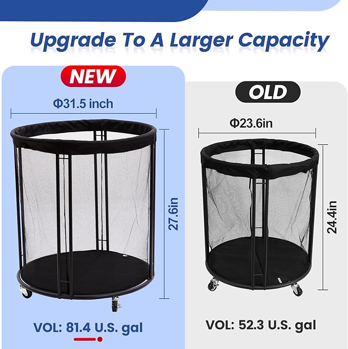 Ball Storage Bin, Sports Ball Storage Cart, Ball Holder with Wheels for Basketball, Soccer, Garage, School, Indoor, Outdoor Ball Basketball Storage Rack Upgraged