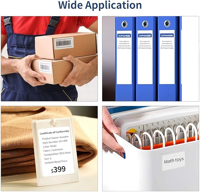 Risio Thermal Labels 2.36"x1.57"(60x40mm),180 Labels/Roll(10 Rolls),Waterproof, Oil-Resistant, Scratch-Resistant Thermal Label Paper,for Barcode/Address/Mailing/Logo/Business/Home