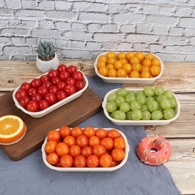JAYEEY 17 oz Disposable salad bowls with lids, Sugarcane Fiber Paper Bowls take away Bagasse food containers meal prep deli container 50 Pack
