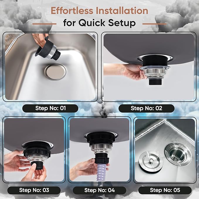 Strictly Sinks Sink Drain Strainer with Removable Basket - 3-1/2 Inch Stainless Steel Round Kitchen Sink Drain Assembly Kit with Deep Strainer Basket & Stopper (Silver)