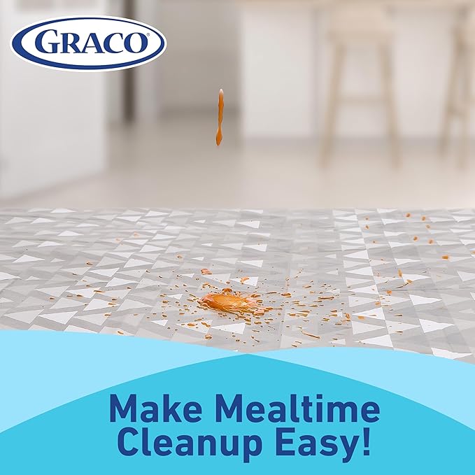 Graco Baby Disposable Splat Mats – 60 Count, 47" x 40", Biodegradable Floor Protector for Mealtime, Under High Chair, Home & Restaurant Use, Port Design