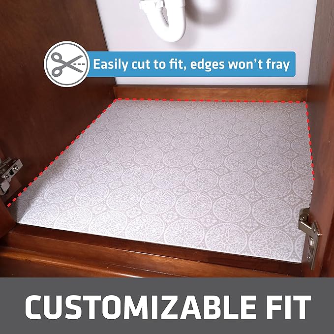 Drymate Premium XL Under Sink Mat, Waterproof Cabinet Protection Mats for Kitchen & Bathroom, Absorbent Shelf Liners, Slip-Resistant, Non-Adhesive, Machine Washable (USA Made)(24”x59”)(Tan)