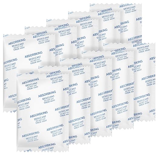 Moisture Absorbers – 20 Gram 70 Packs Silica Gel Packets for Storage, Food Grade Desiccant Packs, Premium Silica Packets for Foods, Electronics, Jewelry, Tools, Safe and 3D Filament