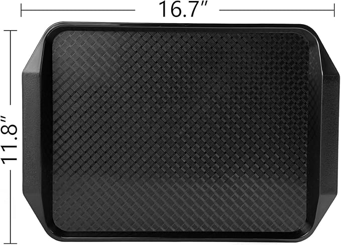 Aebeky Plastic Fast Food Tray,16.7 by 11.8-Inch,Set of 12 (Black)